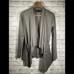 Women’s Kendall + Kylie Grey Faux Leather Open Cardigan Jacket Size Small